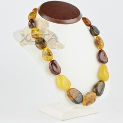 Amber necklace with large olive beads